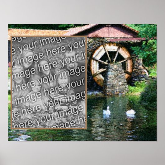 Creëer uw eigen foto Water Wheel Duck Pond Art Poster (Voorkant)