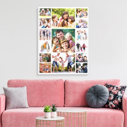 Creëer Uw Eigen Fotocollage 15 Afbeeldingen Wit Canvas Afdruk (Insitu (Woonkamer))