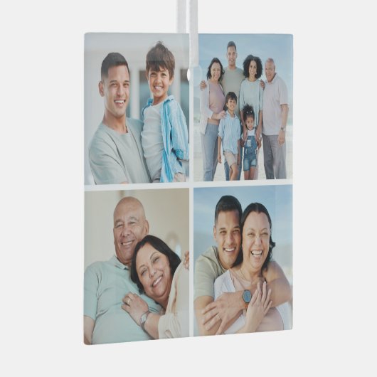 Creëer Uw eigen fotocollage 4 Glas Ornament (Voorkant Rechts)