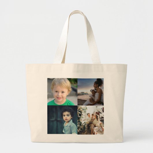 Creëer Uw eigen fotocollage 4 Grote Tote Bag (Voorkant)