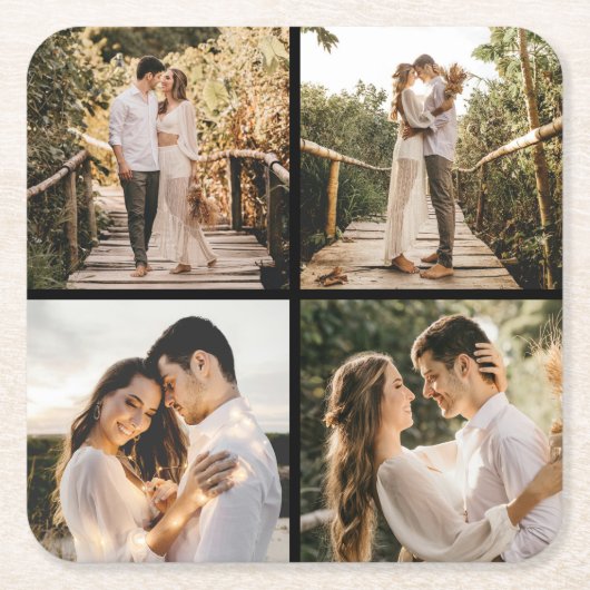 Creëer Uw eigen fotocollage 4 Kartonnen Onderzetters (Voorkant)