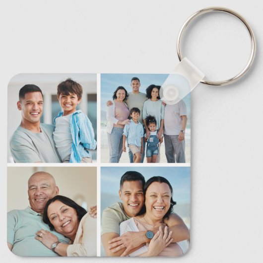 Creëer Uw eigen fotocollage 4 Sleutelhanger (Achterkant)