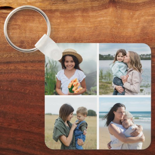 Creëer Uw eigen fotocollage 4 Sleutelhanger (Voorkant)