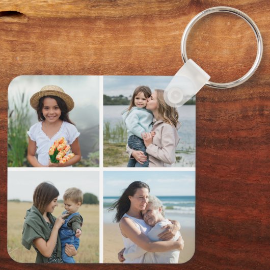 Creëer Uw eigen fotocollage 4 Sleutelhanger (Achterkant)