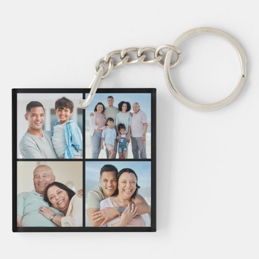 Creëer Uw eigen fotocollage 4 Sleutelhanger (Achterkant)