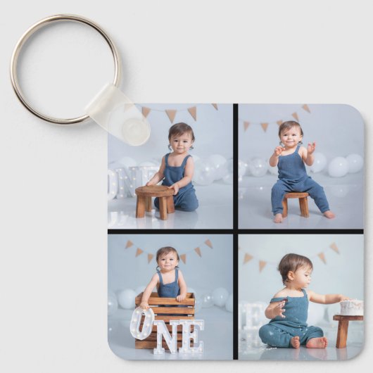 Creëer Uw eigen fotocollage 4 Sleutelhanger (Voorkant)