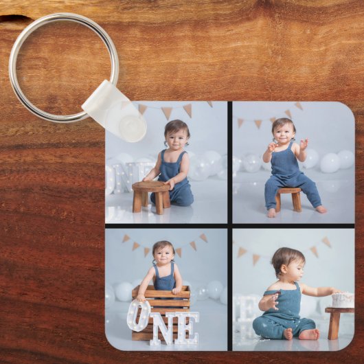 Creëer Uw eigen fotocollage 4 Sleutelhanger (Voorkant)