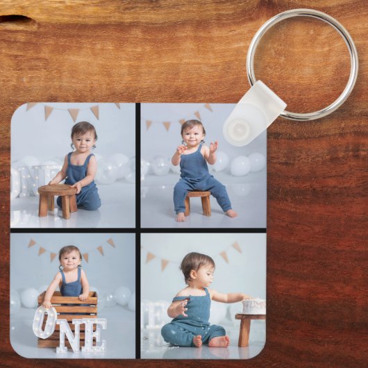 Creëer Uw eigen fotocollage 4 Sleutelhanger (Achterkant)