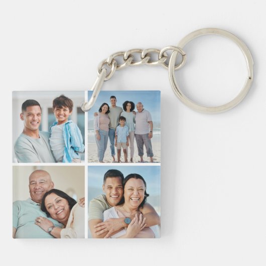 Creëer Uw eigen fotocollage 4 Sleutelhanger (Achterkant)