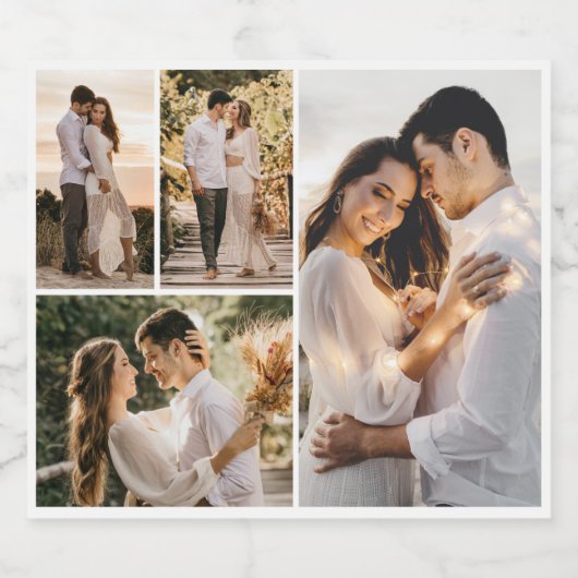 Creëer Uw eigen fotocollage 4 Sparkling Wijnetiket (Enkel label)