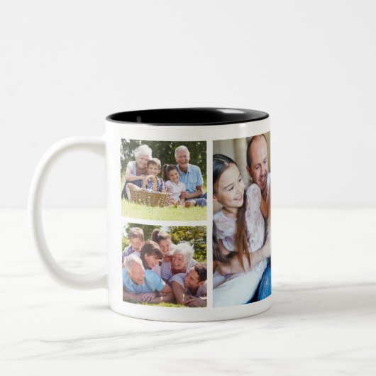 Creëer Uw Eigen Fotocollage 5 Afbeeldingen Wit Tweekleurige Koffiemok (Links)