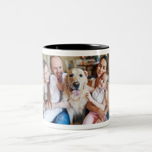 Creëer Uw Eigen Fotocollage 5 Afbeeldingen Wit Tweekleurige Koffiemok (Center)