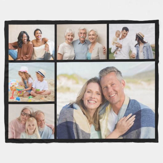 Creëer Uw eigen fotocollage 6 Fleece Deken (Voorkant (Horizontaal))