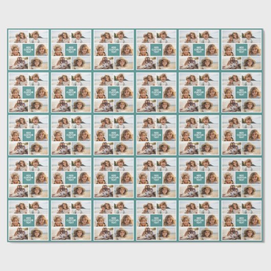 Creëer Uw eigen fotocollage - 6 foto's Monogram Cadeaupapier (Vlak)