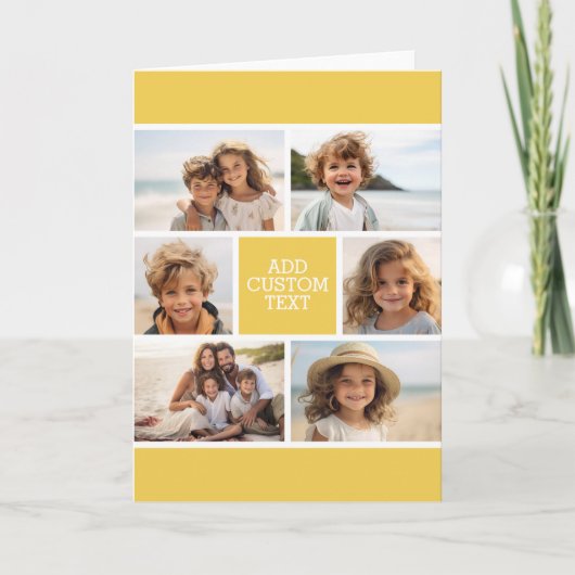 Creëer Uw eigen fotocollage - 6 foto's Monogram Notitiekaartje (Voorkant)