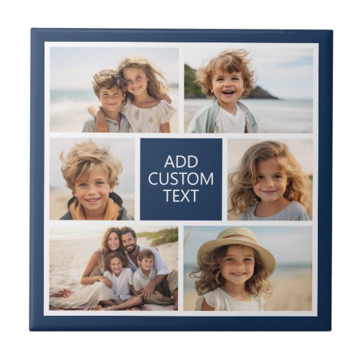 Creëer Uw eigen fotocollage - 6 foto's Monogram Tegeltje (Voorkant)