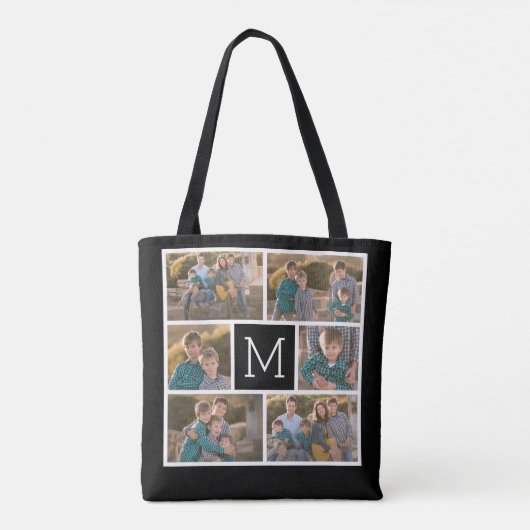 Creëer Uw eigen fotocollage - 6 foto's Monogram Tote Bag (Achterkant)