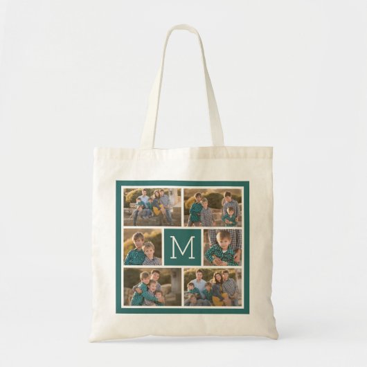 Creëer Uw eigen fotocollage - 6 foto's Monogram Tote Bag (Voorkant)