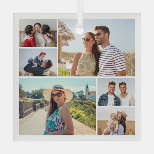 Creëer Uw eigen fotocollage 6 Glas Ornament (Achterkant)