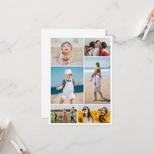 Creëer Uw eigen fotocollage 6 Kaart (Voorkant / Achterkant in situ)