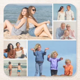 Creëer Uw eigen fotocollage 6 Kartonnen Onderzetters