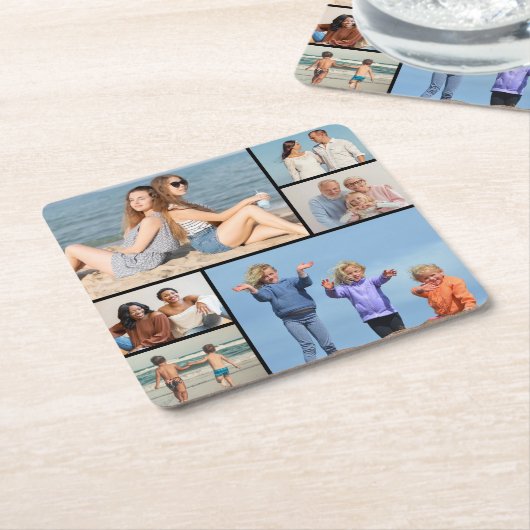 Creëer Uw eigen fotocollage 6 Kartonnen Onderzetters (Schuin)