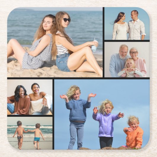 Creëer Uw eigen fotocollage 6 Kartonnen Onderzetters (Voorkant)
