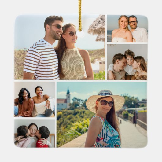 Creëer Uw eigen fotocollage 6 Keramisch Ornament (Achterkant)