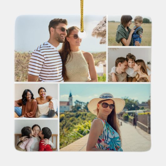 Creëer Uw eigen fotocollage 6 Keramisch Ornament (Achterkant)