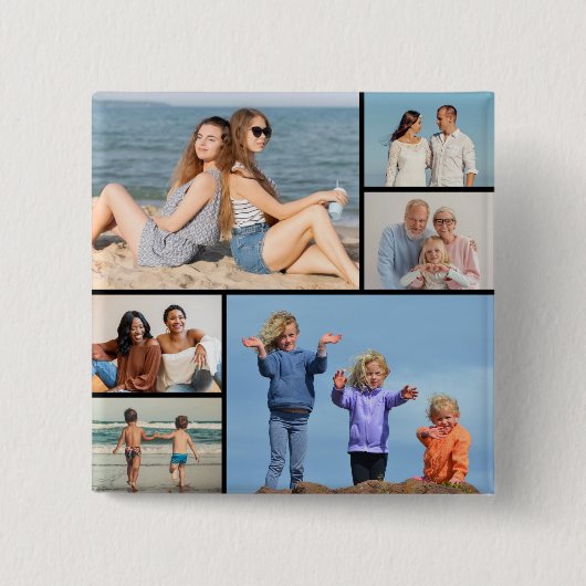 Creëer Uw eigen fotocollage 6 Vierkante Button 5,1 Cm (Voorkant)