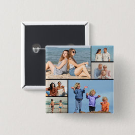 Creëer Uw eigen fotocollage 6 Vierkante Button 5,1 Cm