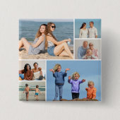 Creëer Uw eigen fotocollage 6 Vierkante Button 5,1 Cm (Voorkant)