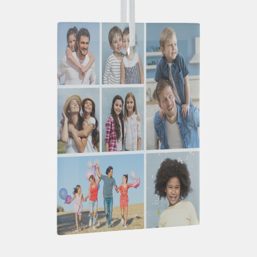 Creëer Uw eigen fotocollage 7 Glas Ornament (Voorkant Rechts)