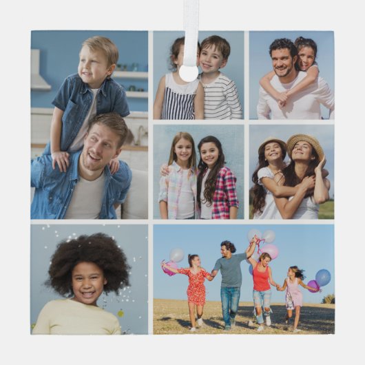 Creëer Uw eigen fotocollage 7 Glas Ornament (Achterkant)