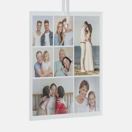 Creëer Uw eigen fotocollage 7 Glas Ornament (Voorkant Rechts)