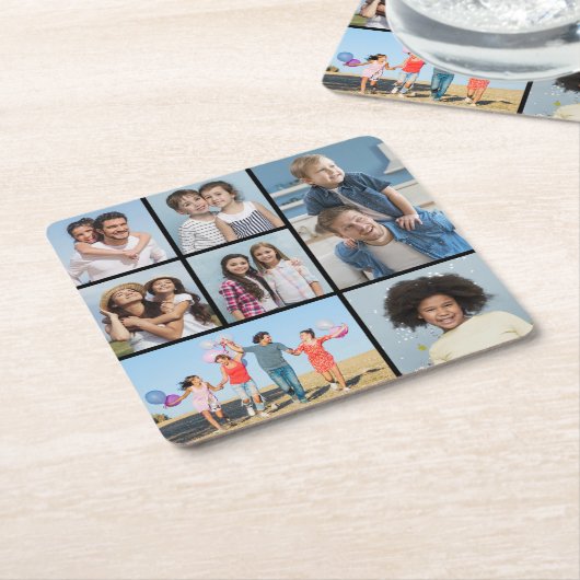 Creëer Uw eigen fotocollage 7 Kartonnen Onderzetters (Schuin)