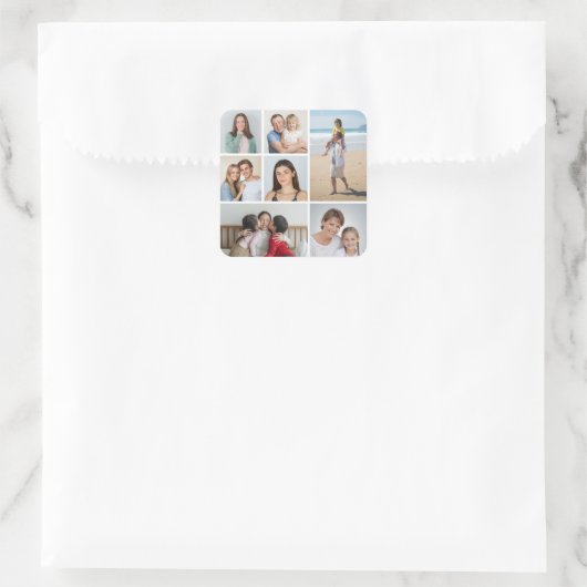 Creëer Uw eigen fotocollage 7 Vierkante Sticker (Tas)