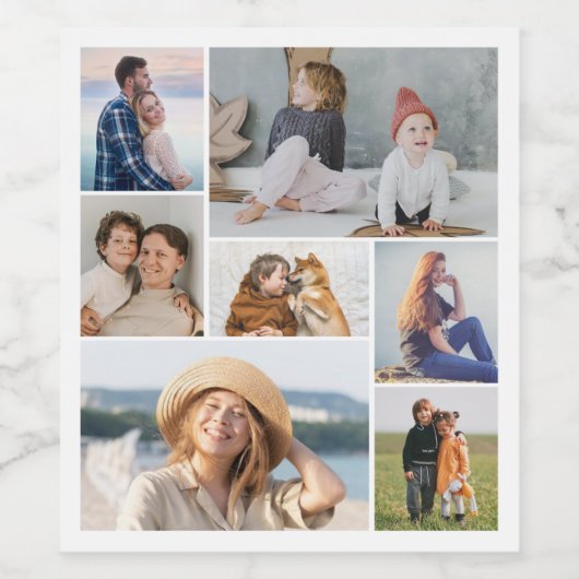 Creëer Uw eigen fotocollage 7 Wijn Etiket (Enkel label)