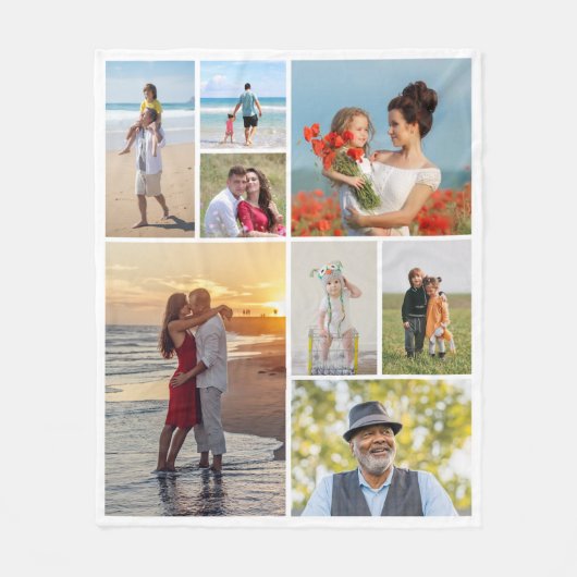Creëer Uw eigen fotocollage 8 Fleece Deken (Voorkant)