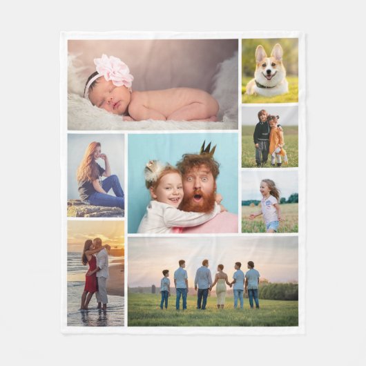 Creëer Uw eigen fotocollage 8 Fleece Deken (Voorkant)