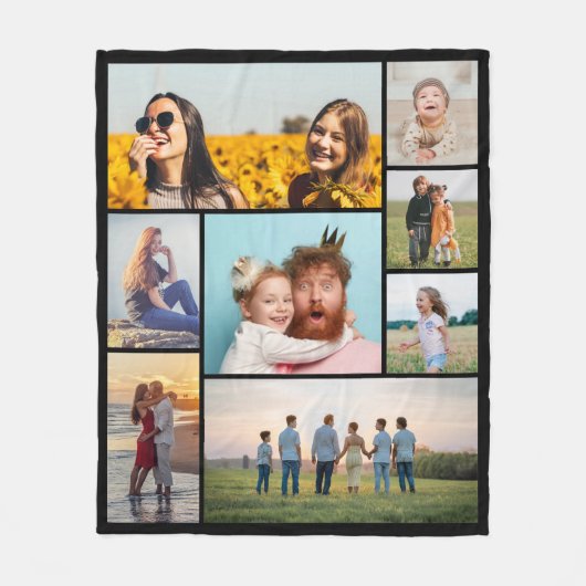 Creëer Uw eigen fotocollage 8 Fleece Deken (Voorkant)