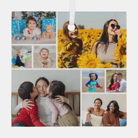 Creëer Uw eigen fotocollage 8 Glas Ornament (Achterkant)