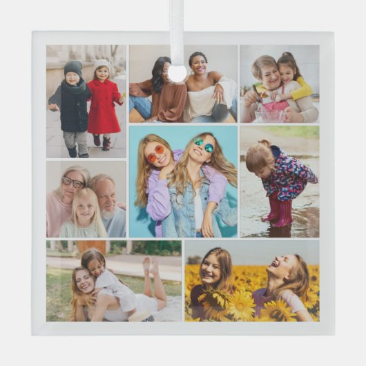 Creëer Uw eigen fotocollage 8 Glas Ornament (Voorkant)