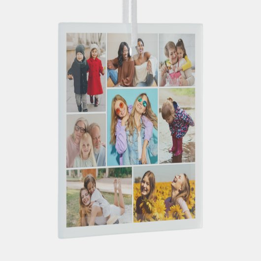 Creëer Uw eigen fotocollage 8 Glas Ornament (Voorkant Rechts)