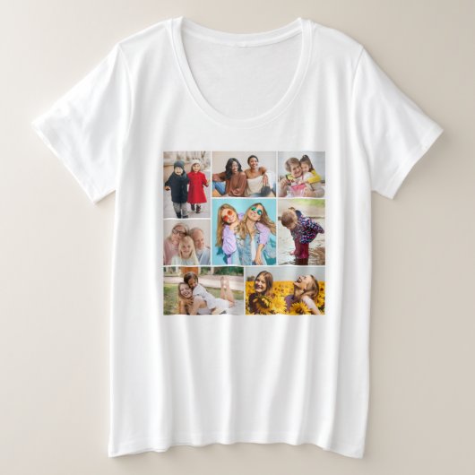 Creëer Uw eigen fotocollage 8 Grote Maat T-shirt (Design voorkant)