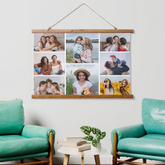 Creëer Uw eigen fotocollage 8 Hangend Wandkleed (Woonkamer)