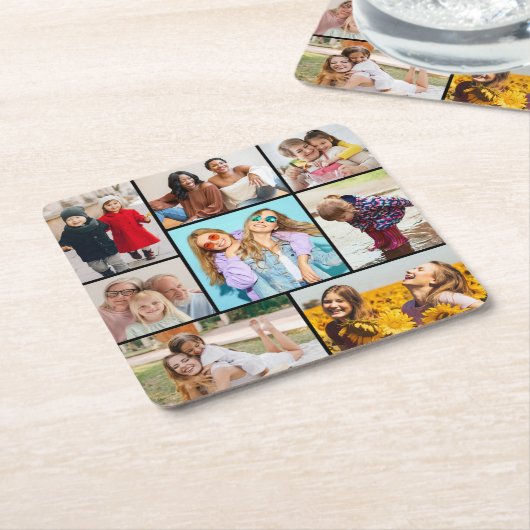 Creëer Uw eigen fotocollage 8 Kartonnen Onderzetters (Schuin)