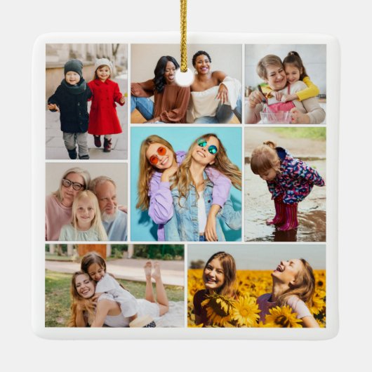 Creëer Uw eigen fotocollage 8 Keramisch Ornament (Achterkant)