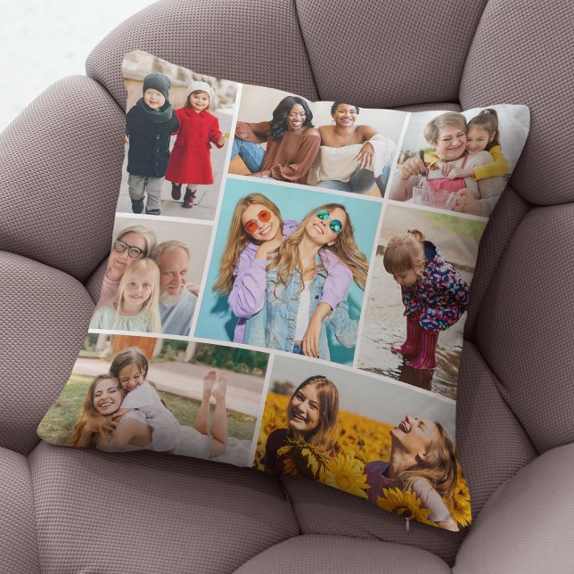Creëer Uw eigen fotocollage 8 Kussen (8 Photo Collage Throw Pillow)