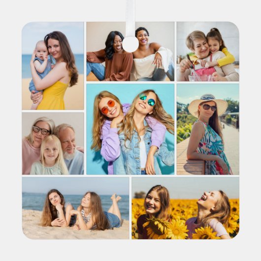 Creëer Uw eigen fotocollage 8 Metalen Ornament (Voorkant)